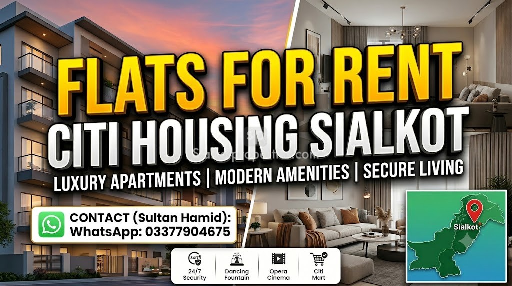 flat for rent in citi housing sialkot
